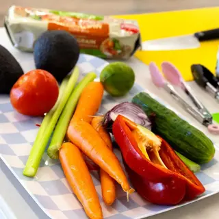 Colourful vegetables on a cutting board