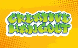 Green graffiti style writing on a yellow textured background