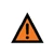 watch and act symbol - orange triangle with black exclamation mark in centre
