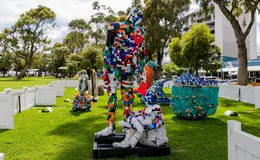a sculpture made of plastic bottles
