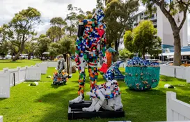 a sculpture made of plastic bottles